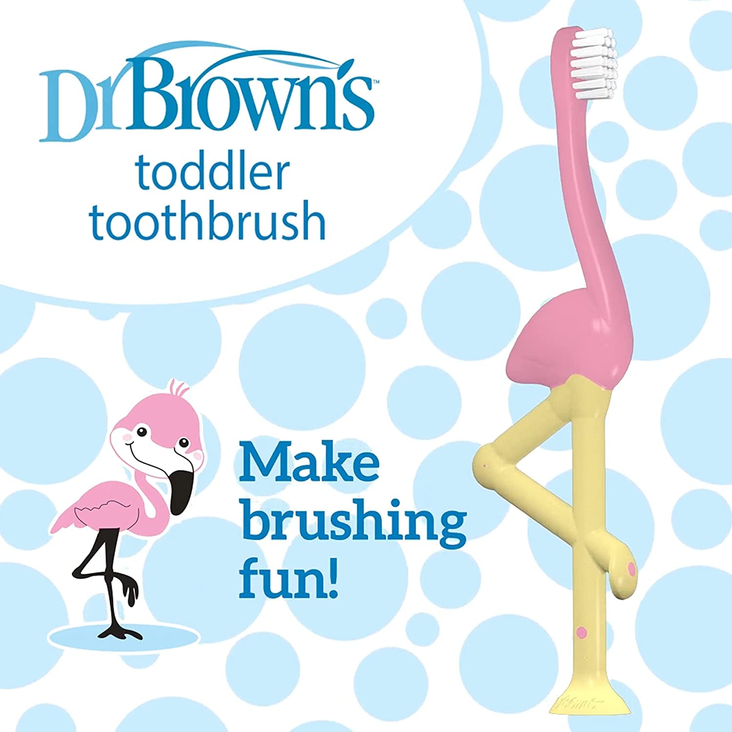 Baby and Toddler Toothbrush, Flamingo 1-Pack