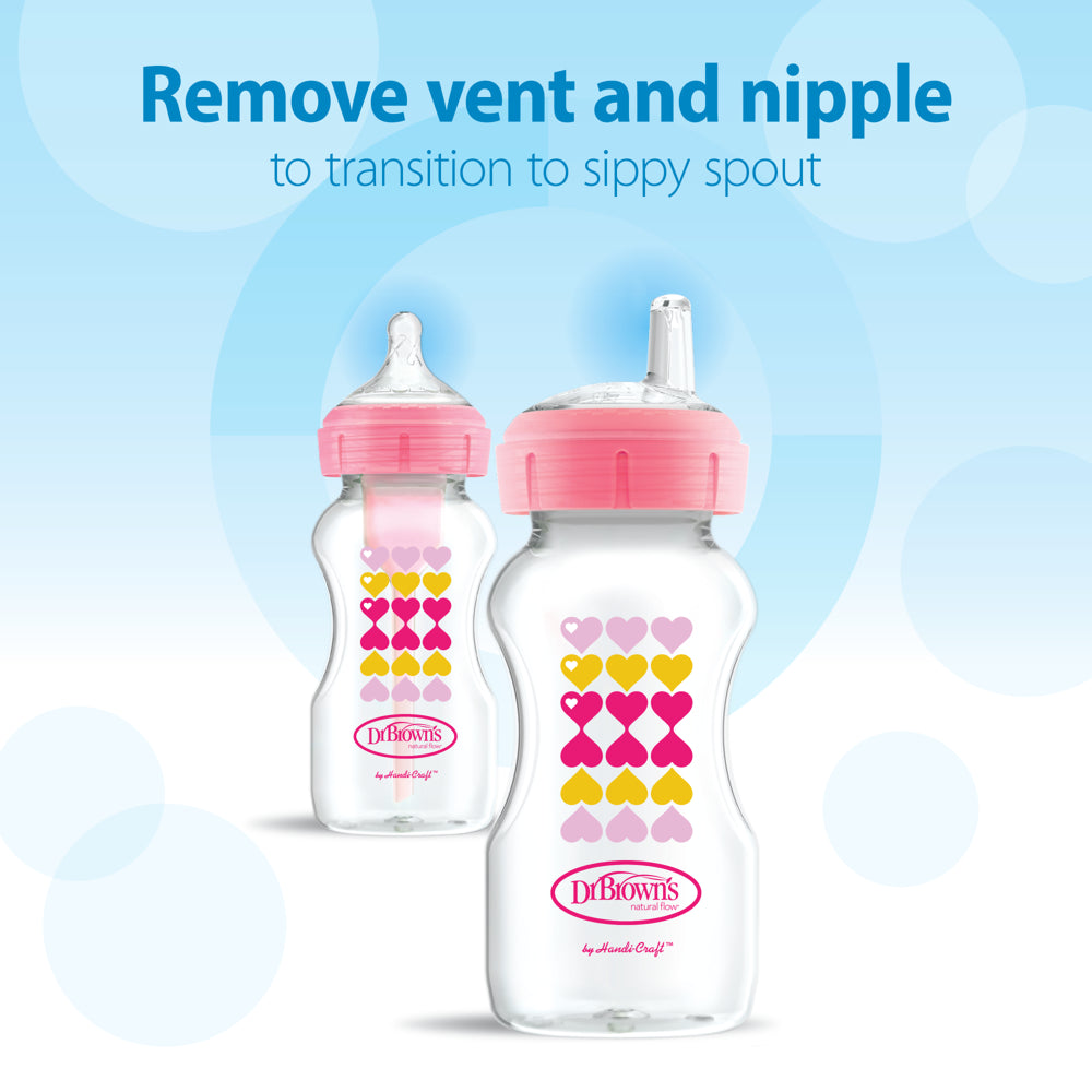 Wide-Neck Bottle to Sippy -2-Pack Pink