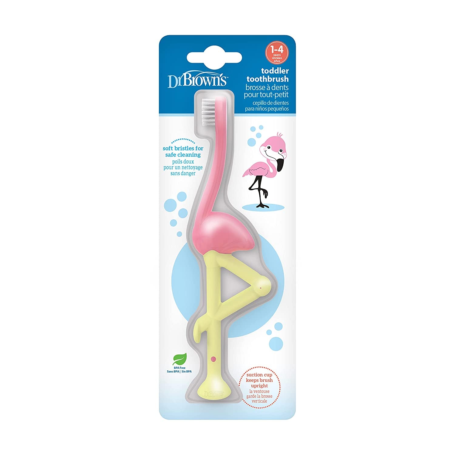 Baby and Toddler Toothbrush, Flamingo 1-Pack