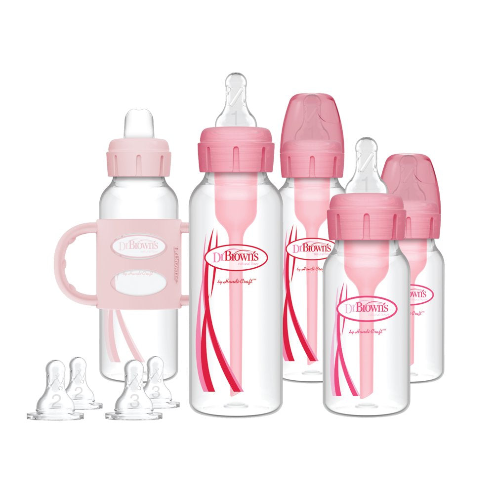 Natural Flow Baby Bottle Gift Set, Pink