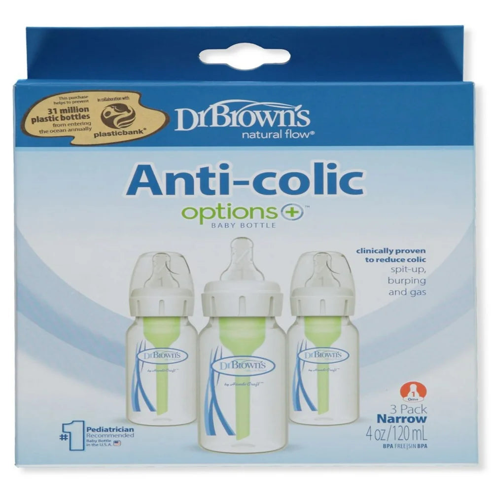 Anti-Colic Baby Bottles 3-Piece 4 Oz. - Green