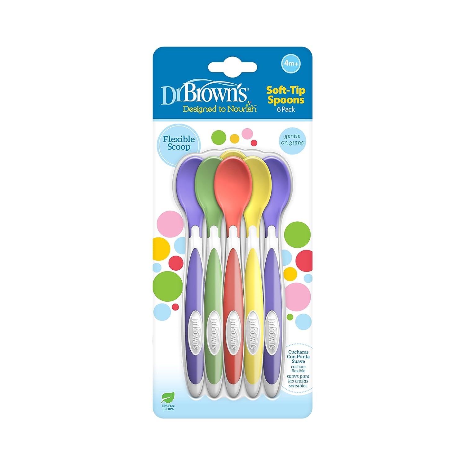 Soft-Tip Toddler Spoons with Long Handle - 6Pack