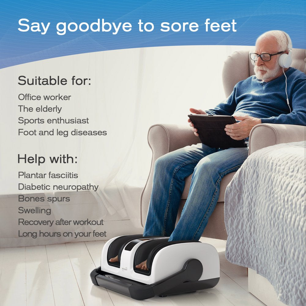 Foot Massager - Foot Massager Machine with Airbag Compression, Deep Kneading Therapy Improve Foot Wellness - White