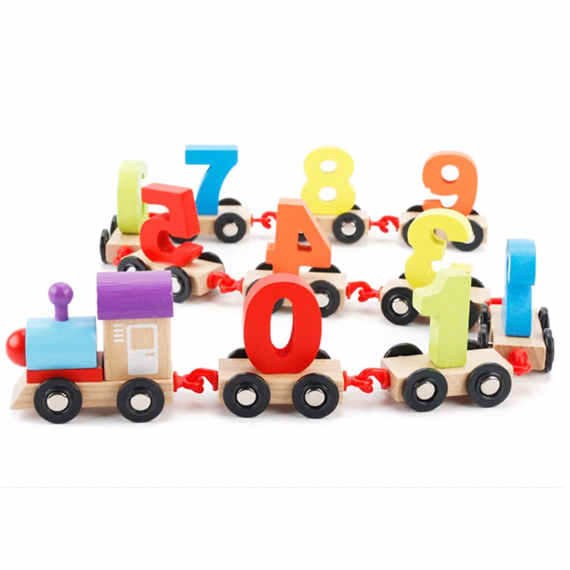 Mini Wooden Train Toy - 11 Pcs