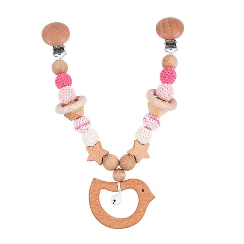 Wooden Baby Teether Wooden Pram Clip Baby Toy Baby Mobile Pram Personalize Baby Teething Pacifier Chain Chewable Baby Rattle