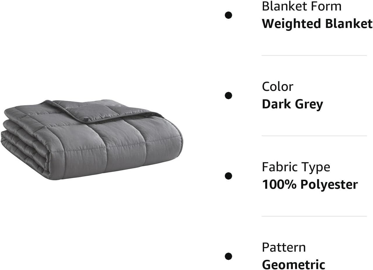 Weighted Blanket (Dark Grey,48"X72"-15Lbs) Cooling Breathable Heavy Blanket Microfiber Material with Glass Beads