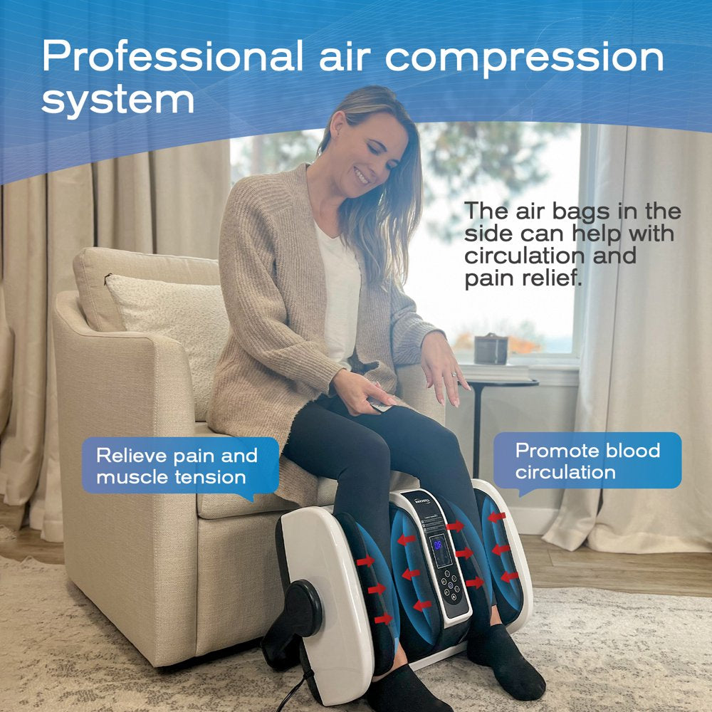 Foot Massager - Foot Massager Machine with Airbag Compression, Deep Kneading Therapy Improve Foot Wellness - White