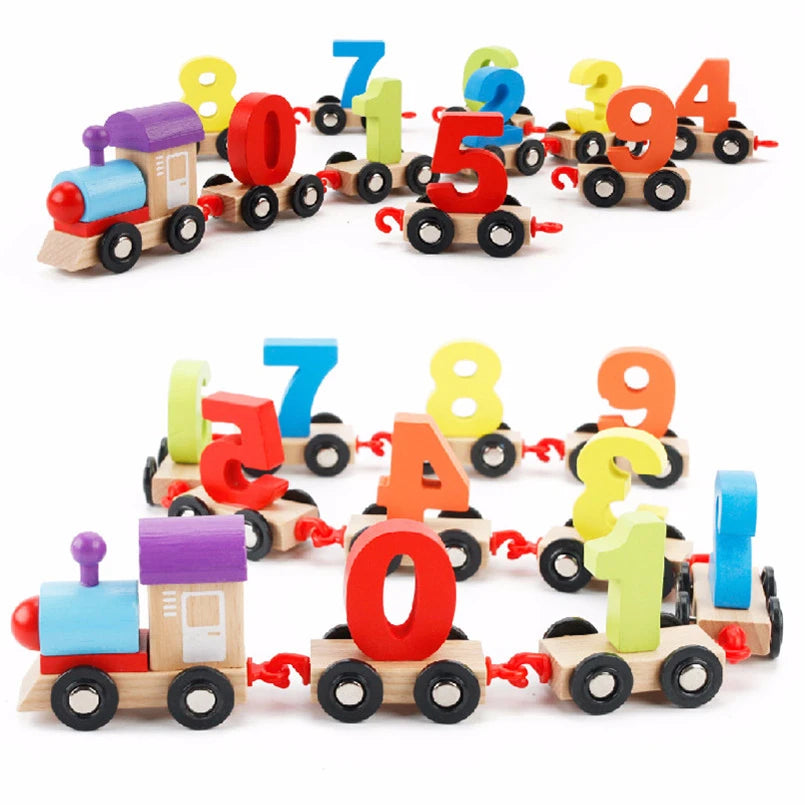 Mini Wooden Train Toy - 11 Pcs