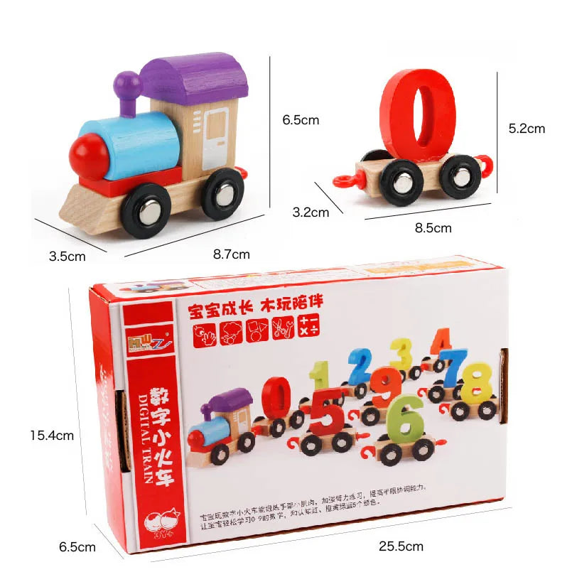 Mini Wooden Train Toy - 11 Pcs