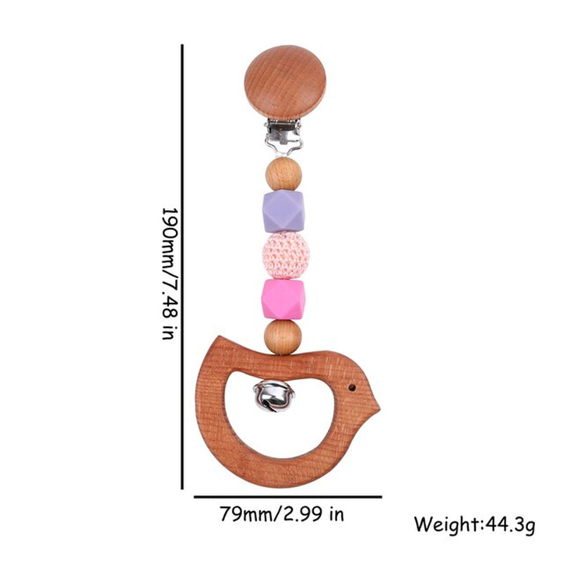 Wooden Baby Teether Wooden Pram Clip Baby Toy Baby Mobile Pram Personalize Baby Teething Pacifier Chain Chewable Baby Rattle