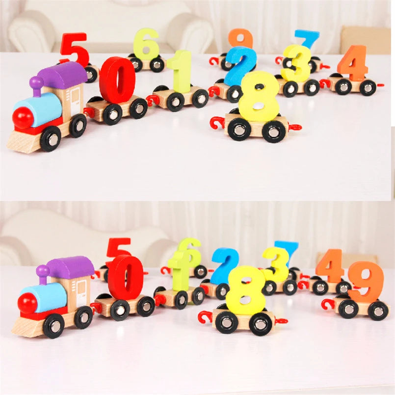 Mini Wooden Train Toy - 11 Pcs