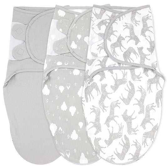 Premium Baby Swaddle Set, Convenient Zipper Closure, 3-Pack for infants 0-3 months