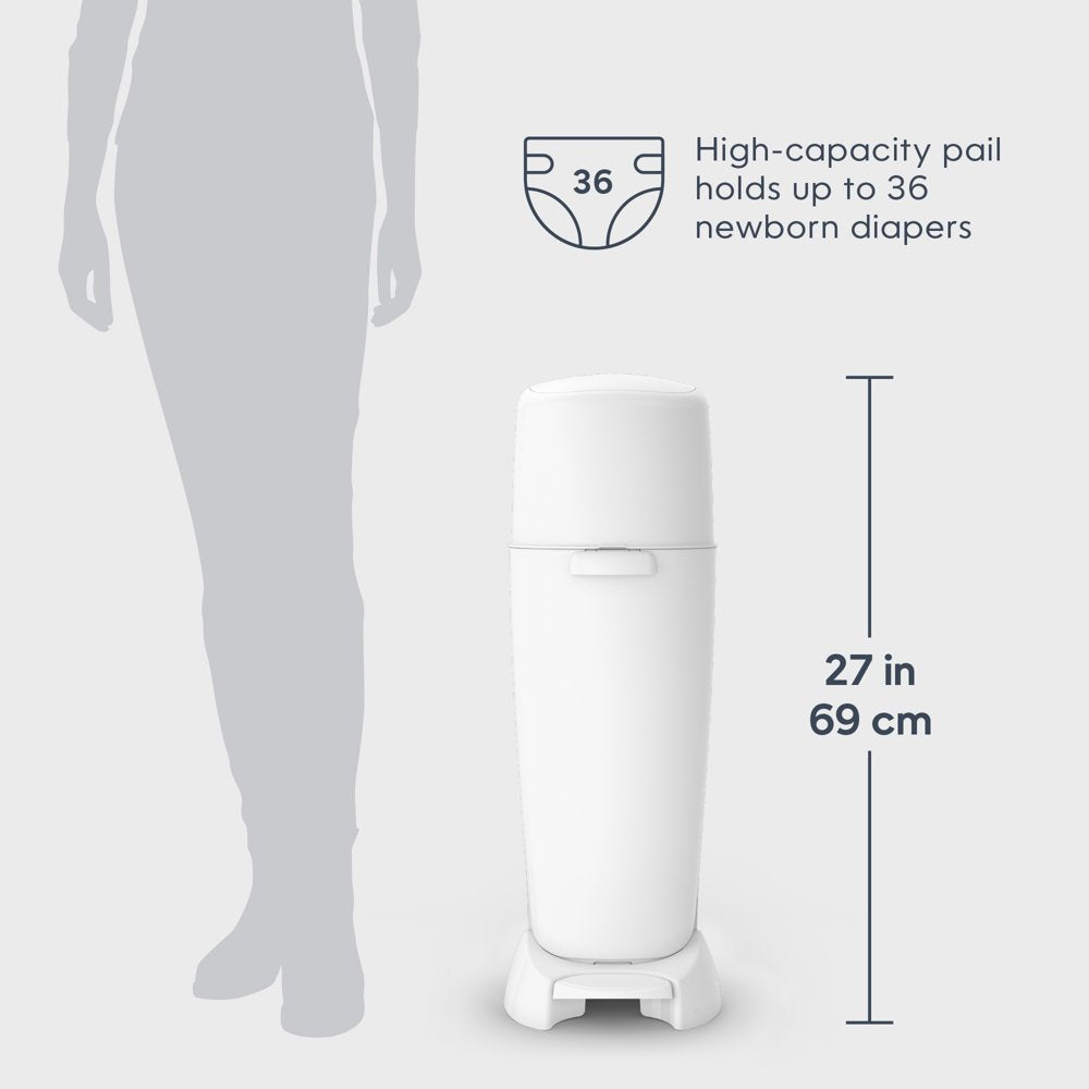 Complete Diaper Pail (White) Odor Control, 1 Diaper Trash Can, 1 Refill, 1 Filter