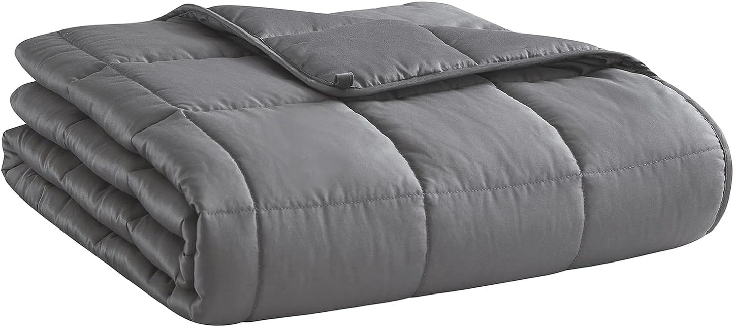 Weighted Blanket (Dark Grey,48"X72"-15Lbs) Cooling Breathable Heavy Blanket Microfiber Material with Glass Beads