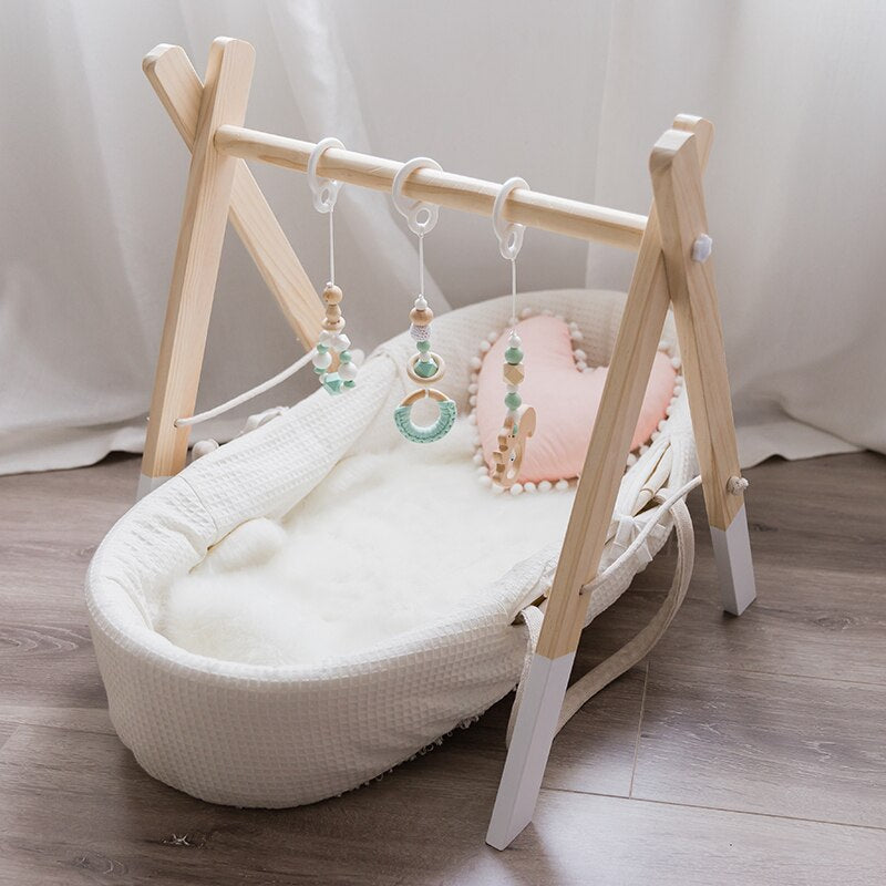 3Pcs/Set Baby Rattles Wooden Beads Pendant Crib Mobile Baby Toys Bed Hanging Decor Handmade Stroller Accessories Infant Products