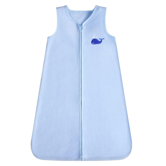 Micro Fleece Sleep Sack, Sleeveless with Two-Way Zipper, 12-18 Months, 1 Pack, Light Blue Whale