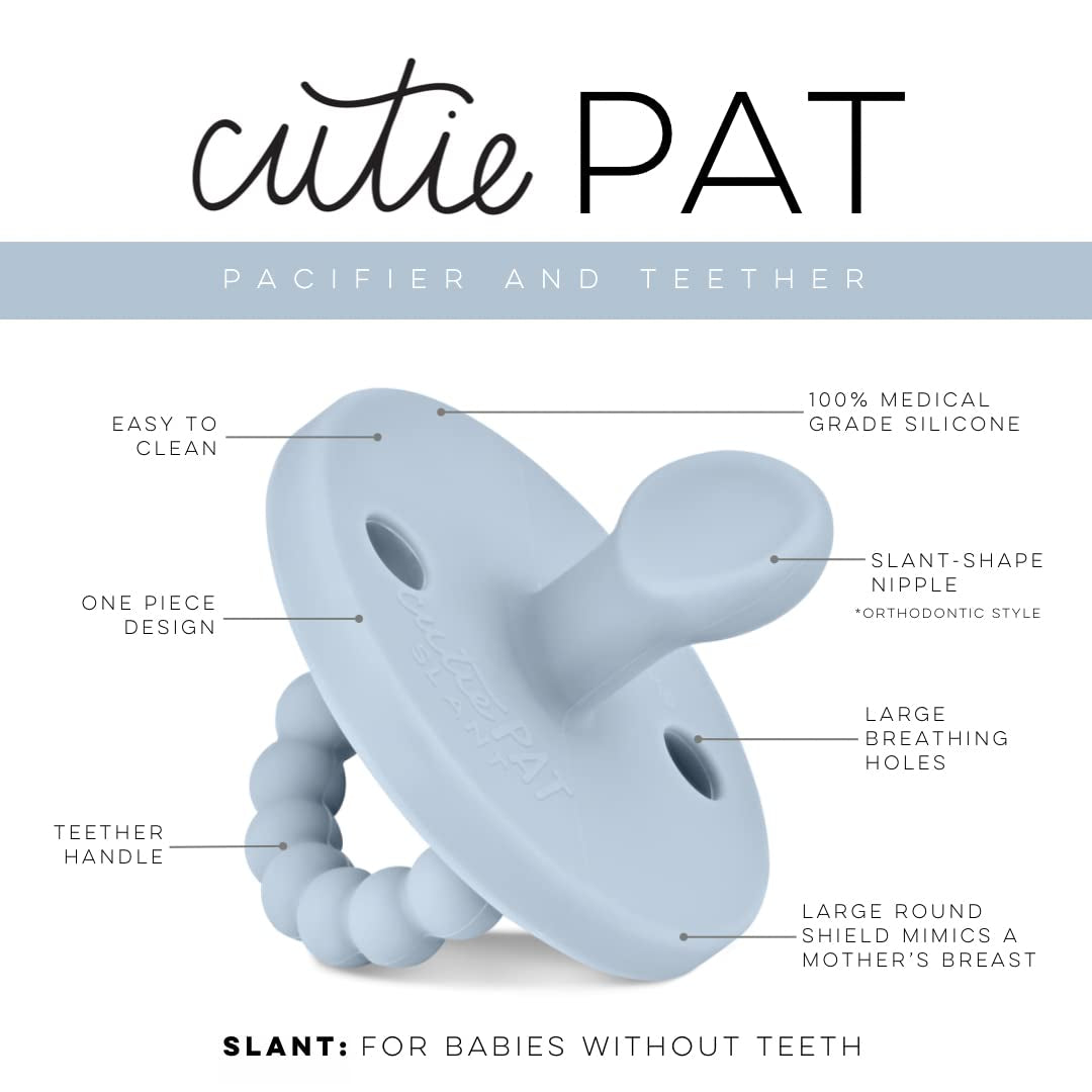 Cutie PAT Pacifier Teether (Slant, Blue)